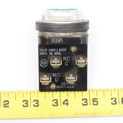 Allen Bradley 800T-A2A 600V Momentary Contact Green Push Button Switch