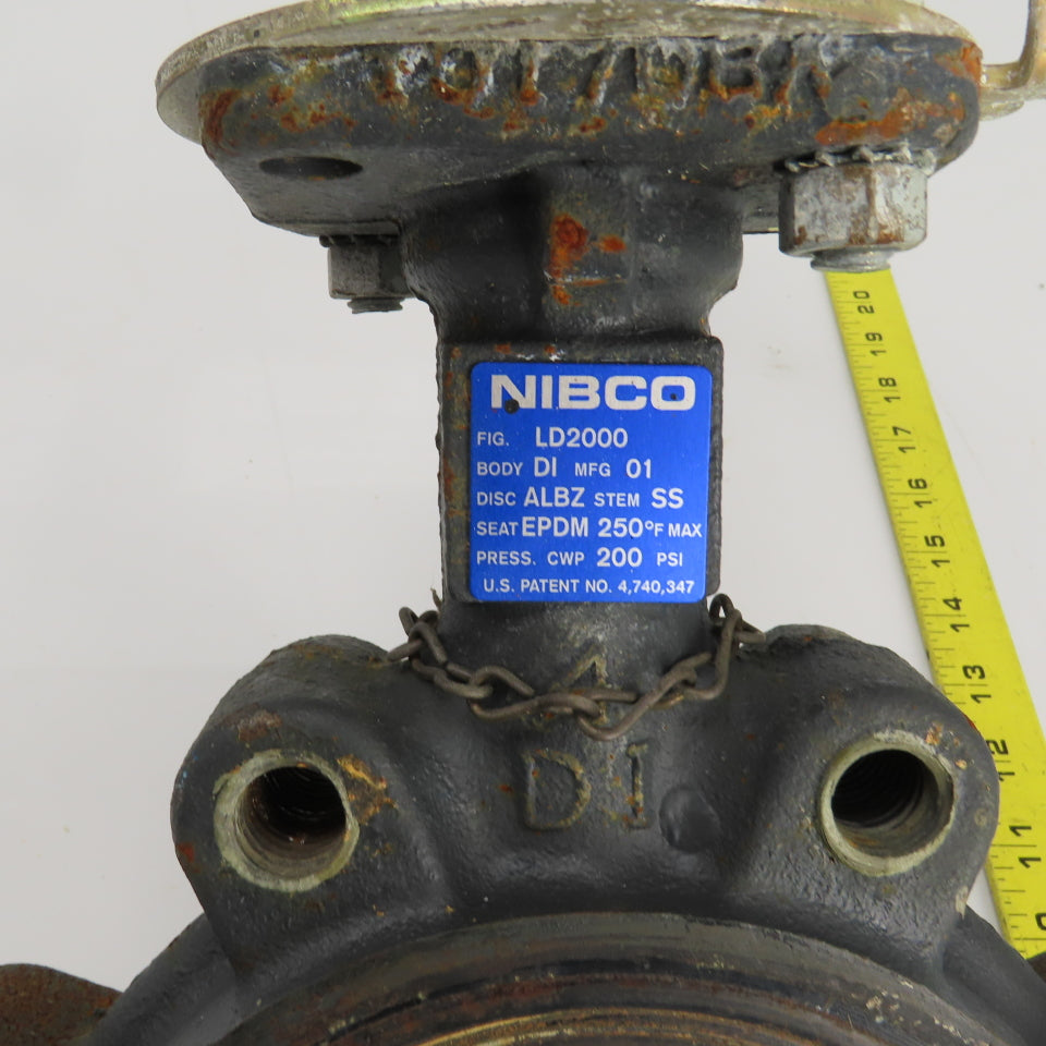 Nibco LD2000 4" Ductile Iron Butterfly Valve SS Stem 200PSI 250° F EPDM Seat