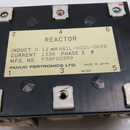 Fanuc A81L-0001-0098 P38F00299 Reactor 0.12mH 133A 3Ph
