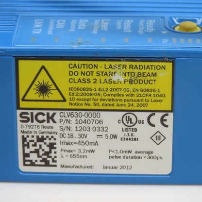 Sick CLV630-0000 Long Range Line Scanner 60-735mm