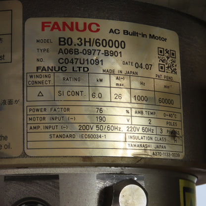 Fanuc Laser Experts TBFLC011R Turbo Blower Unit A06B-0977-B901 AC Spindle Motor