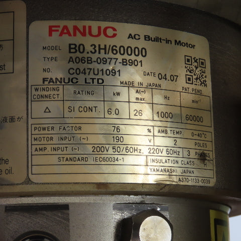 Fanuc Laser Experts TBFLC011R Turbo Blower Unit A06B-0977-B901 AC Spindle Motor