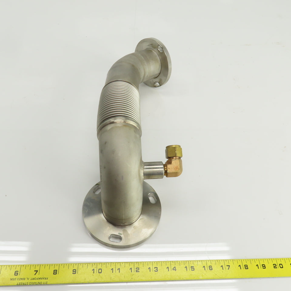 Tsutsui Laser Tube Pathway Flanged 90° Elbow W/Flex Bellows 45° Elbow 15" OAL