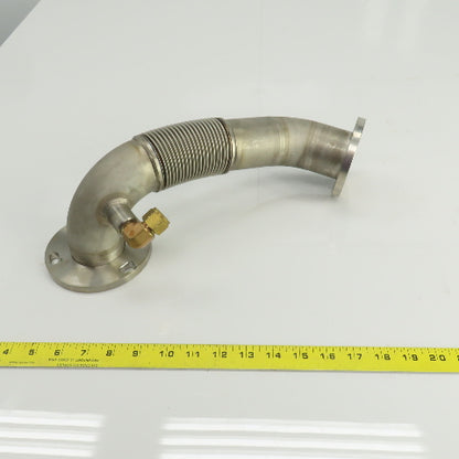 Tsutsui Laser Tube Pathway Flanged 90° Elbow W/Flex Bellows 45° Elbow 15" OAL
