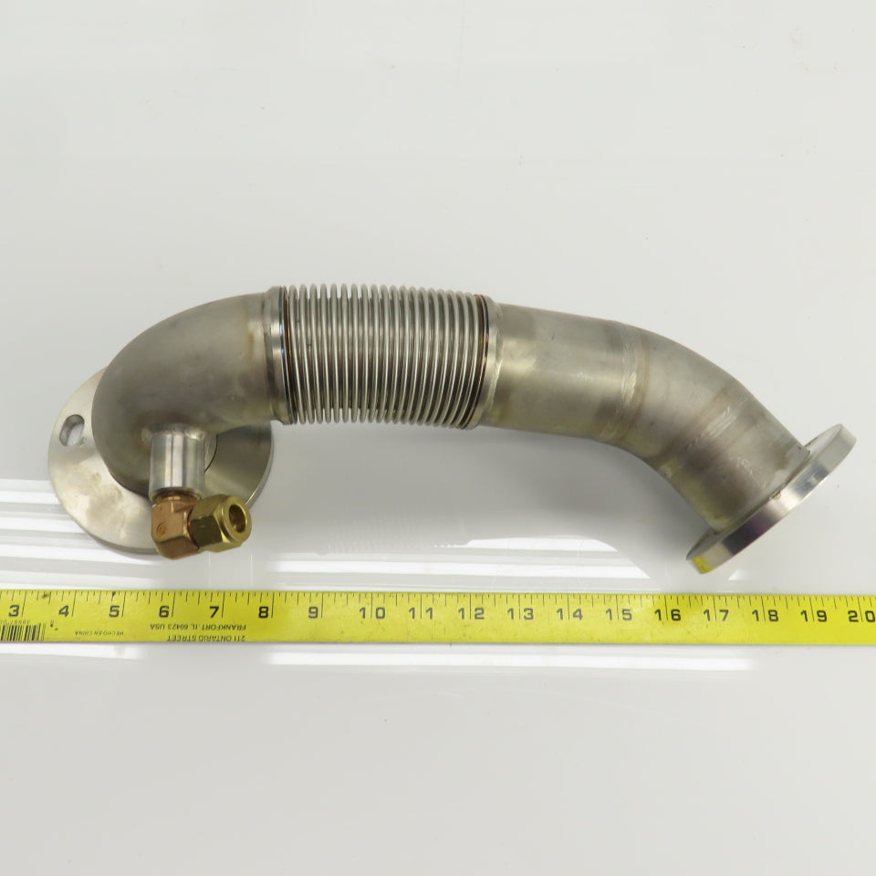 Tsutsui Laser Tube Pathway Flanged 90° Elbow W/Flex Bellows 45° Elbow 15" OAL