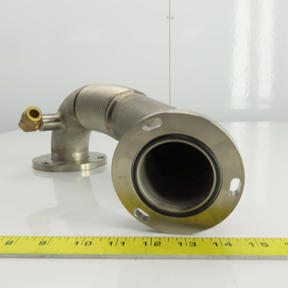 Tsutsui Laser Tube Pathway Flanged 90° Elbow W/Flex Bellows 45° Elbow 15" OAL