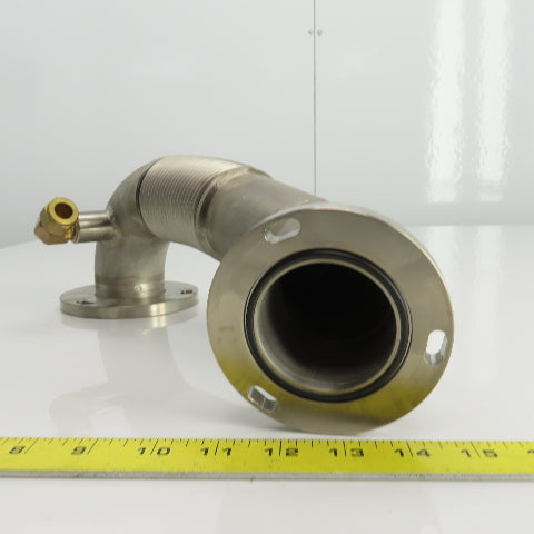 Tsutsui Laser Tube Pathway Flanged 90° Elbow W/Flex Bellows 45° Elbow 15" OAL