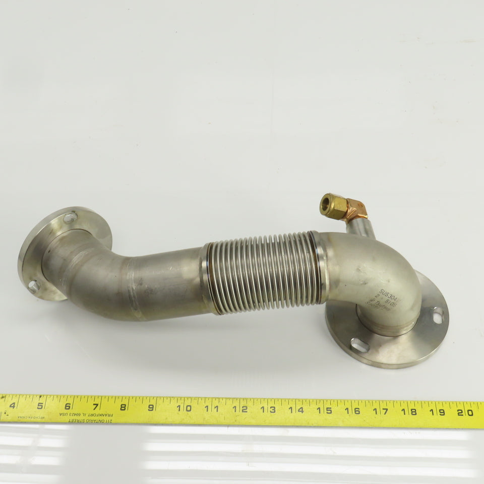 Tsutsui Laser Tube Pathway Flanged 90° Elbow W/Flex Bellows 45° Elbow 15" OAL