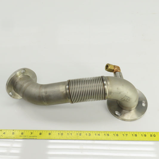 Tsutsui Laser Tube Pathway Flanged 90° Elbow W/Flex Bellows 45° Elbow 15" OAL