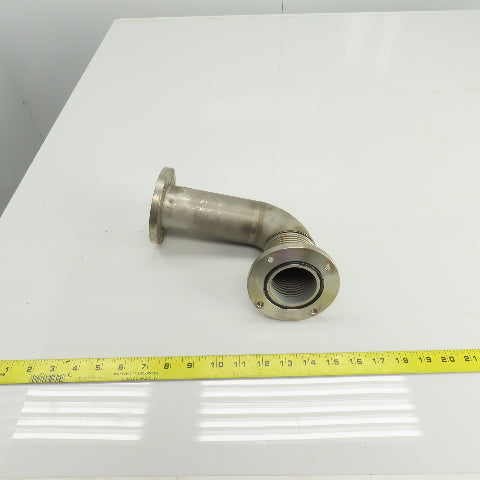 2" Flanged Stainless Steel 90° Elbow For Laser Tube Pathway 4" Flange