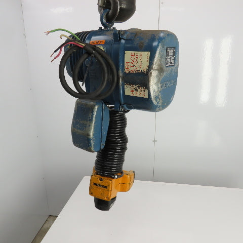 Demag PM12LF 275LB Electric Hoist 10' Lift 2 Speed 7.8/46.6 FPM 460V 3Ph