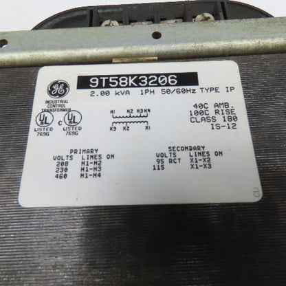 General Electric 9T58K3206 208-230/460V Pri 2kVa 1Ph Transformer 95/115V Sec.