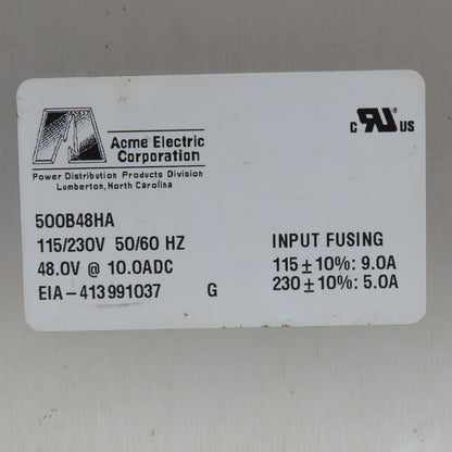 Acme 500B48HA 115/230V 50/60Hz Power Supply 48VDC Output