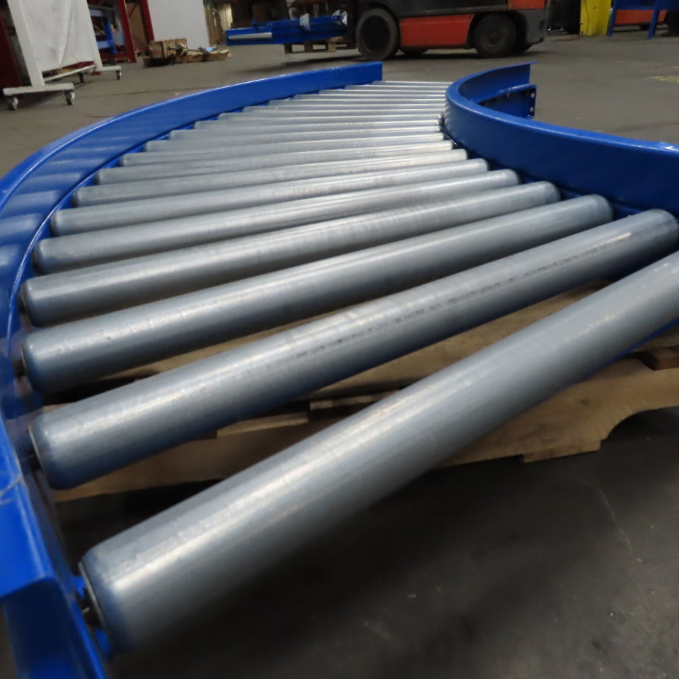 26" Wide 23" BF Gravity Roller Curved Box Conveyor 90°