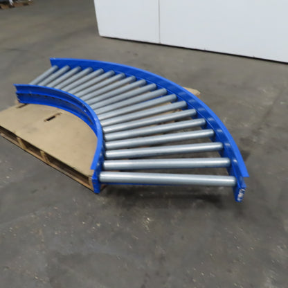 26" Wide 23" BF Gravity Roller Curved Box Conveyor 90°