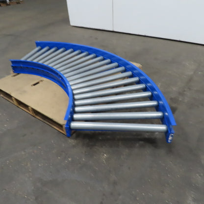 26" Wide 23" BF Gravity Roller Curved Box Conveyor 90°