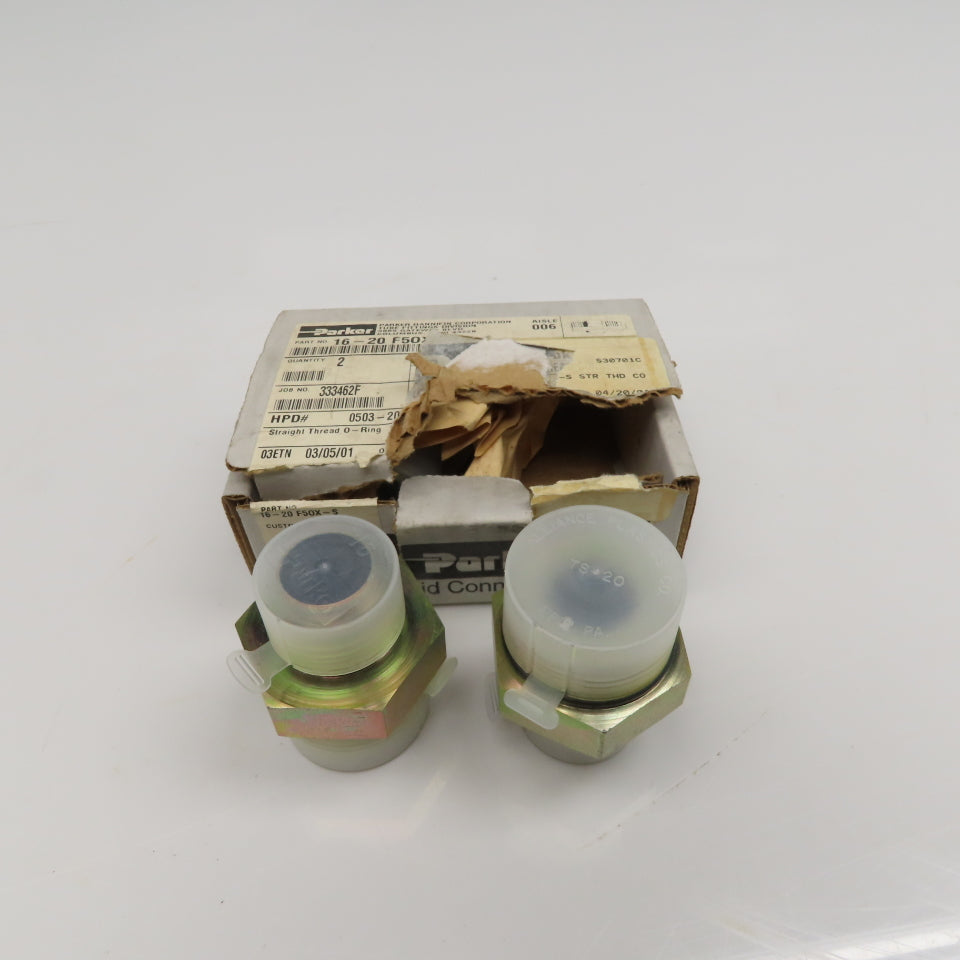 Parker 16-20 F50X-S 1-5/8-12 SAE ORB Male x 1" JIC Male Adapter Lot Of 2