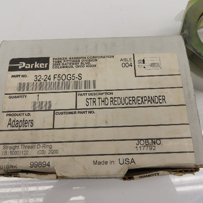 Parker 32-24 F5OG5-S 2-1/2" ORB Male x 1-7/8-12 Female SAE ORB Adapter Bushing