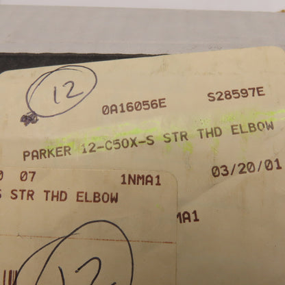 Parker 12 C50X-5 5/8" Male JIC Flare x 1-1/16-12 SAE ORB Hydraulic Elbow 90°