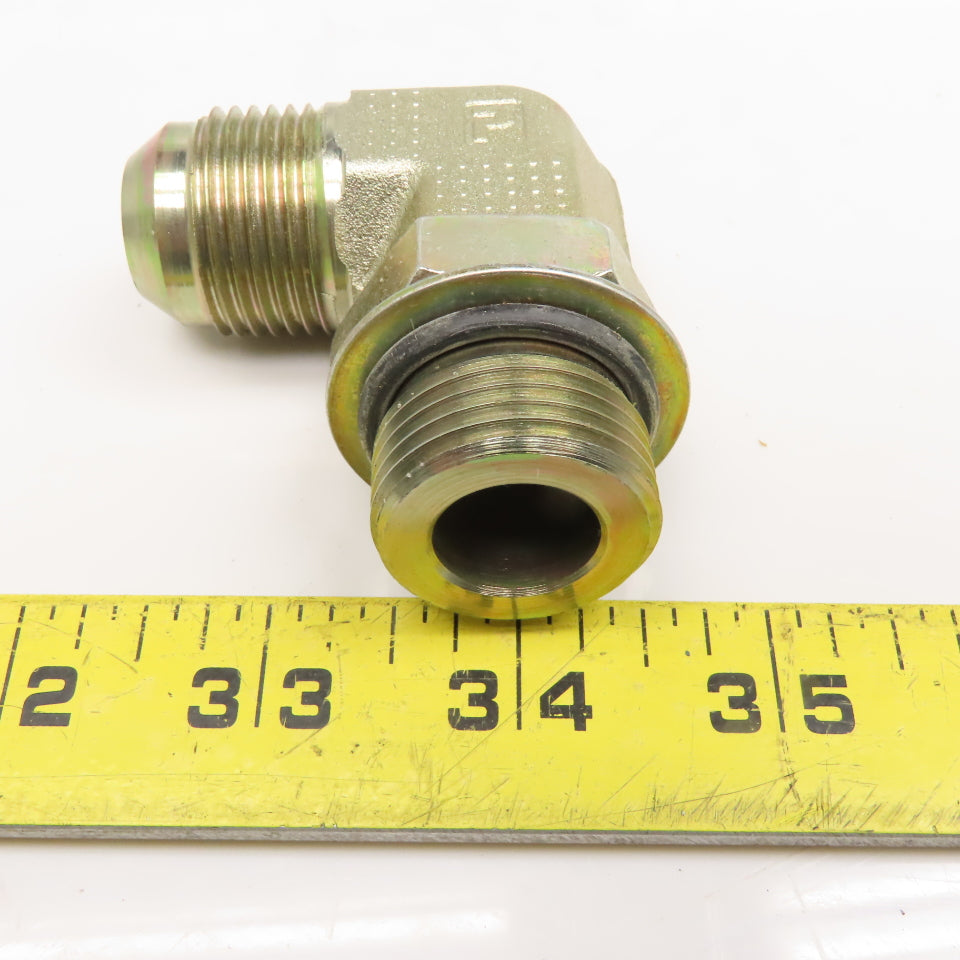 Parker 12 C50X-5 5/8" Male JIC Flare x 1-1/16-12 SAE ORB Hydraulic Elbow 90°