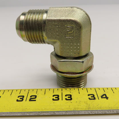 Parker 12 C50X-5 5/8" Male JIC Flare x 1-1/16-12 SAE ORB Hydraulic Elbow 90°