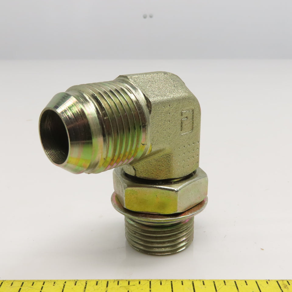 Parker 12 C50X-5 5/8" Male JIC Flare x 1-1/16-12 SAE ORB Hydraulic Elbow 90°