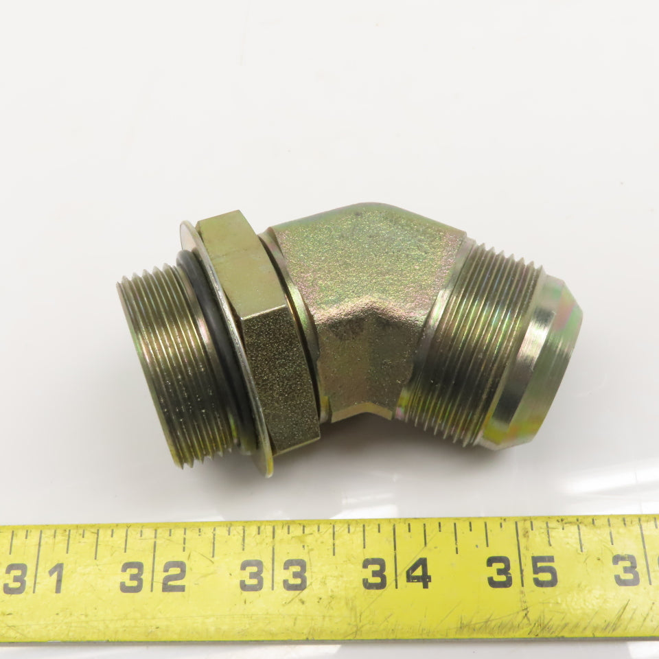 Parker 20 V50X-S 1-1/4" Male JIC Flare x 1-5/8"-12 Male SAE ORB 45° Elbow