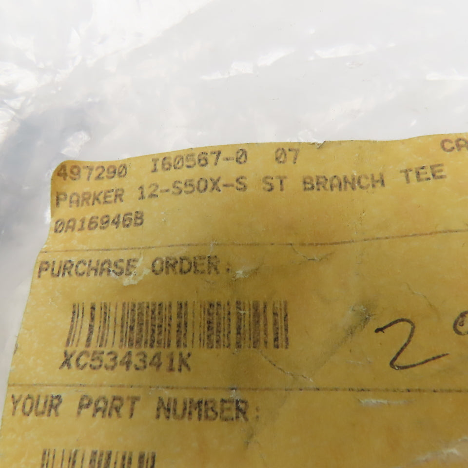 Parker 12-S50X-S 1-1/16-12 SAE ORB Male x 3/4" JIC x 3/4" JIC Branch TEE