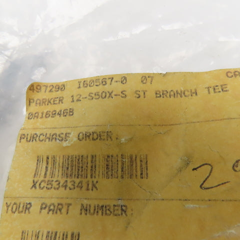 Parker 12-S50X-S 1-1/16-12 SAE ORB Male x 3/4" JIC x 3/4" JIC Branch TEE