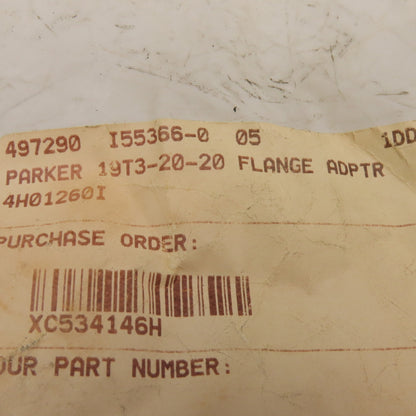 Parker 19T3-20-20 1-1/4" Flange x 1-5/8"-12 JIC Male Flare Adaptor Elbow 90°