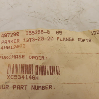 Parker 19T3-20-20 1-1/4" Flange x 1-5/8"-12 JIC Male Flare Adaptor Elbow 90°