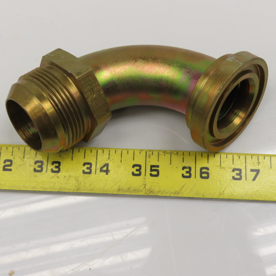 Parker 19T3-20-20 1-1/4" Flange x 1-5/8"-12 JIC Male Flare Adaptor Elbow 90°