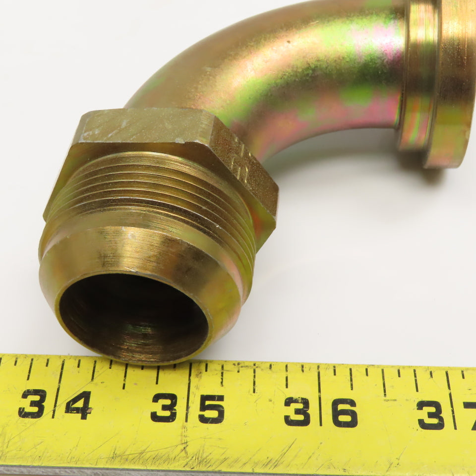 Parker 19T3-20-20 1-1/4" Flange x 1-5/8"-12 JIC Male Flare Adaptor Elbow 90°