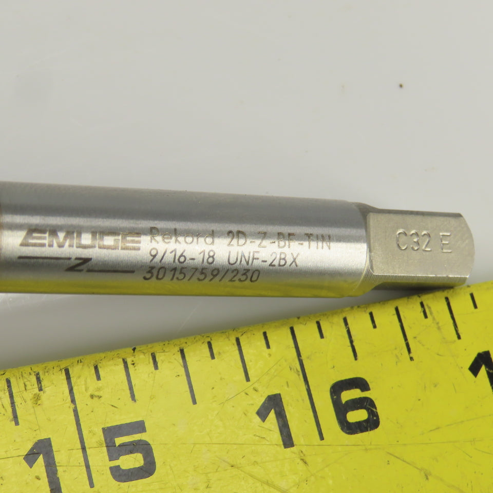 Emuge 2D-ZBF-TIN 9/16"-18UNF-2BX TiN Coat Modified Bottoming Tap 3 Flute