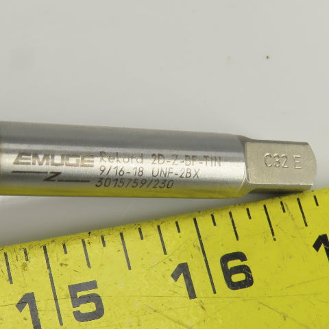 Emuge 2D-ZBF-TIN 9/16"-18UNF-2BX TiN Coat Modified Bottoming Tap 3 Flute