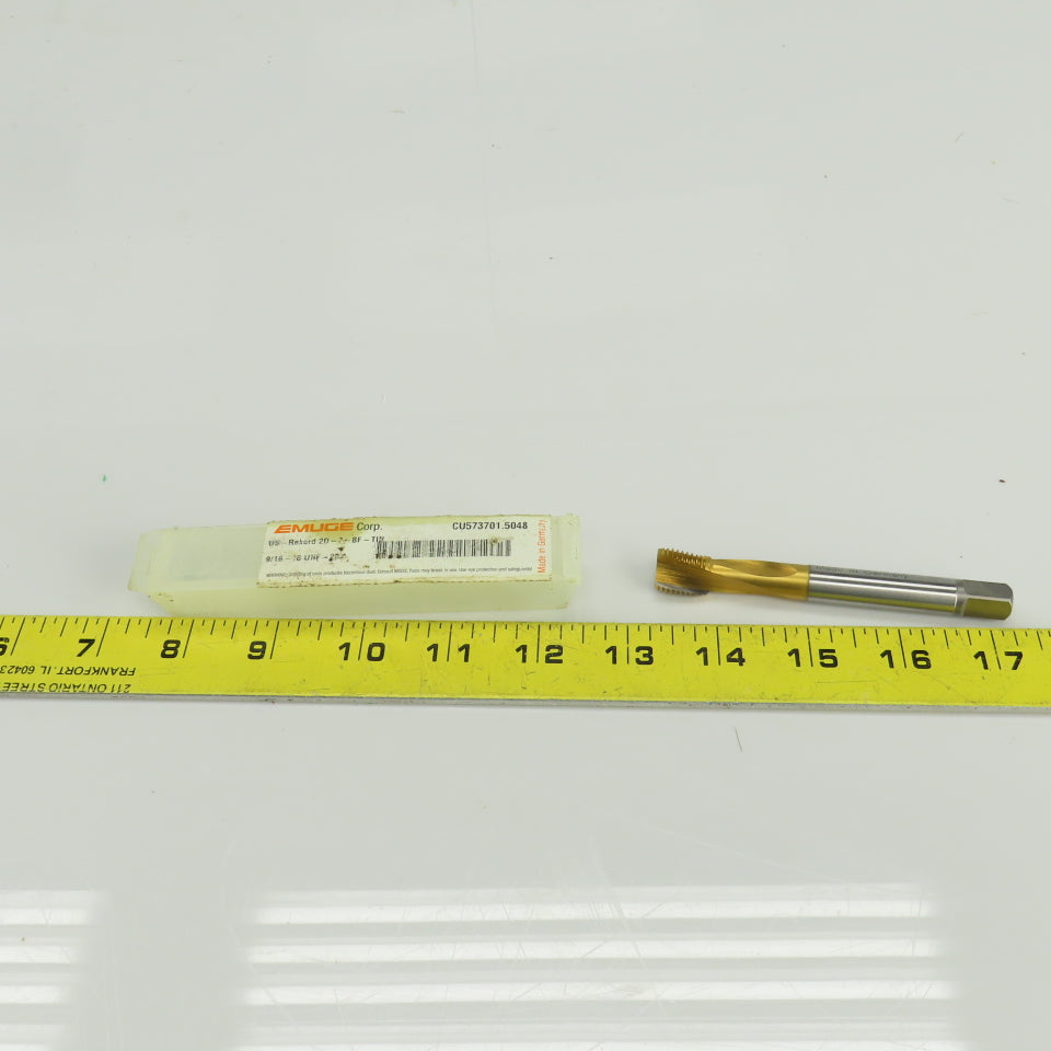 Emuge 2D-ZBF-TIN 9/16"-18UNF-2BX TiN Coat Modified Bottoming Tap 3 Flute
