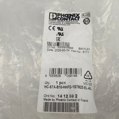 Phoenix Contact HC-STA-B10-HHFD-1STM25-EL-AL Aluminum Sleeve Housing 72mm x 44mm