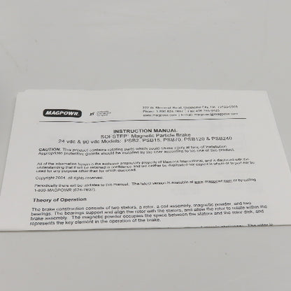 Magpowr PSB120S1 Sofstep 90VDC Magnetic Particle Clutch 3/4" OD x 1/2" ID Bore