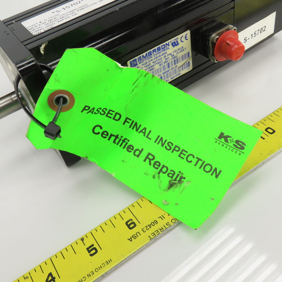 Emerson MGE-316-CBNS-0000 1.01HP AC Servo Motor 4000RPM 240V 3PH 4.0A W/Encoder