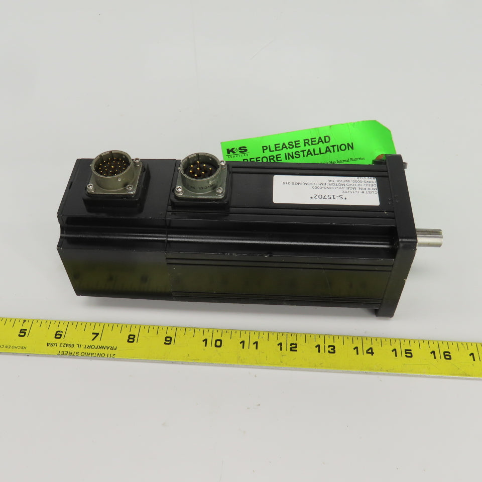 Emerson MGE-316-CBNS-0000 1.01HP AC Servo Motor 4000RPM 240V 3PH 4.0A W/Encoder