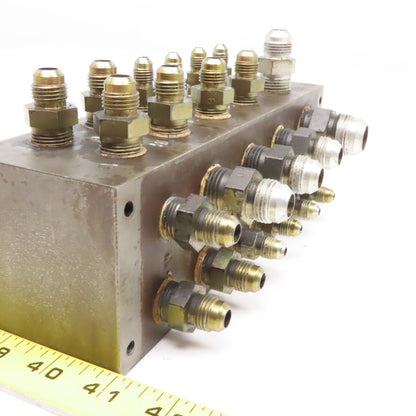 22 Port Steel Hydraulic Block Manifold 90°