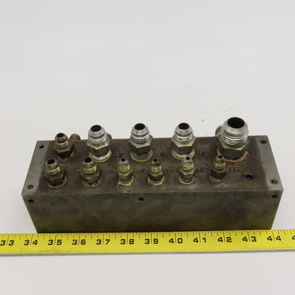 22 Port Steel Hydraulic Block Manifold 90°