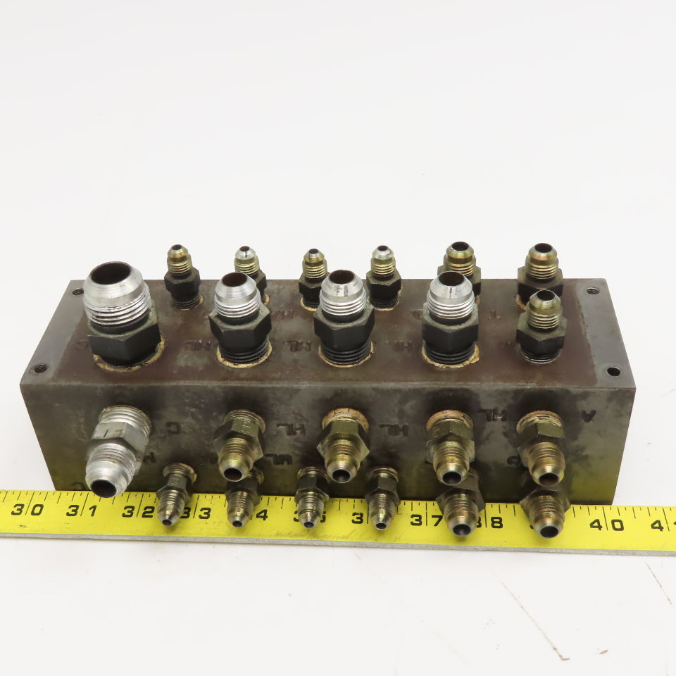 22 Port Steel Hydraulic Block Manifold 90°