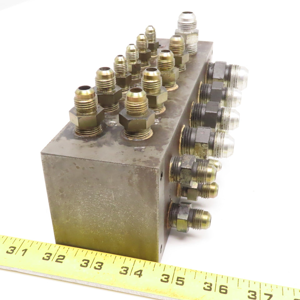 22 Port Steel Hydraulic Block Manifold 90°