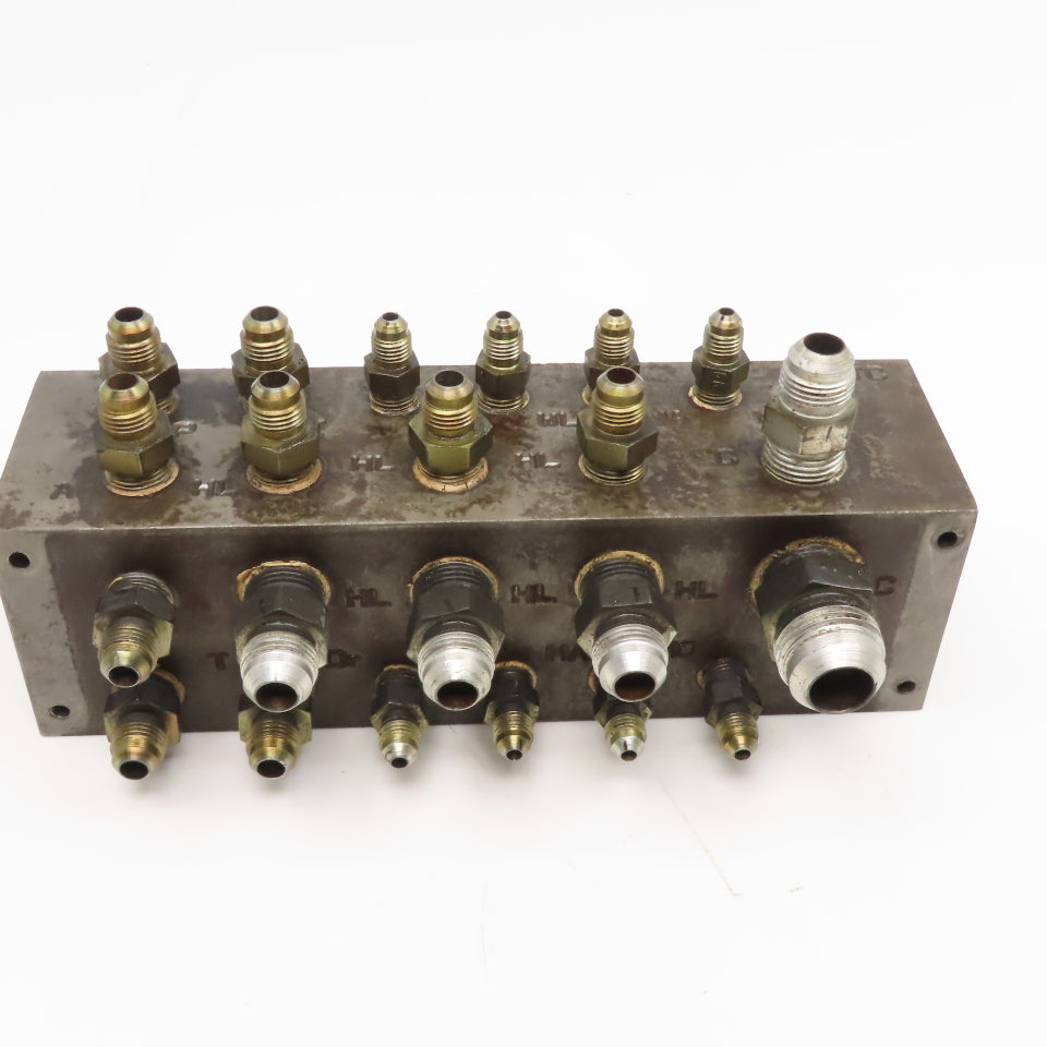 22 Port Steel Hydraulic Block Manifold 90°