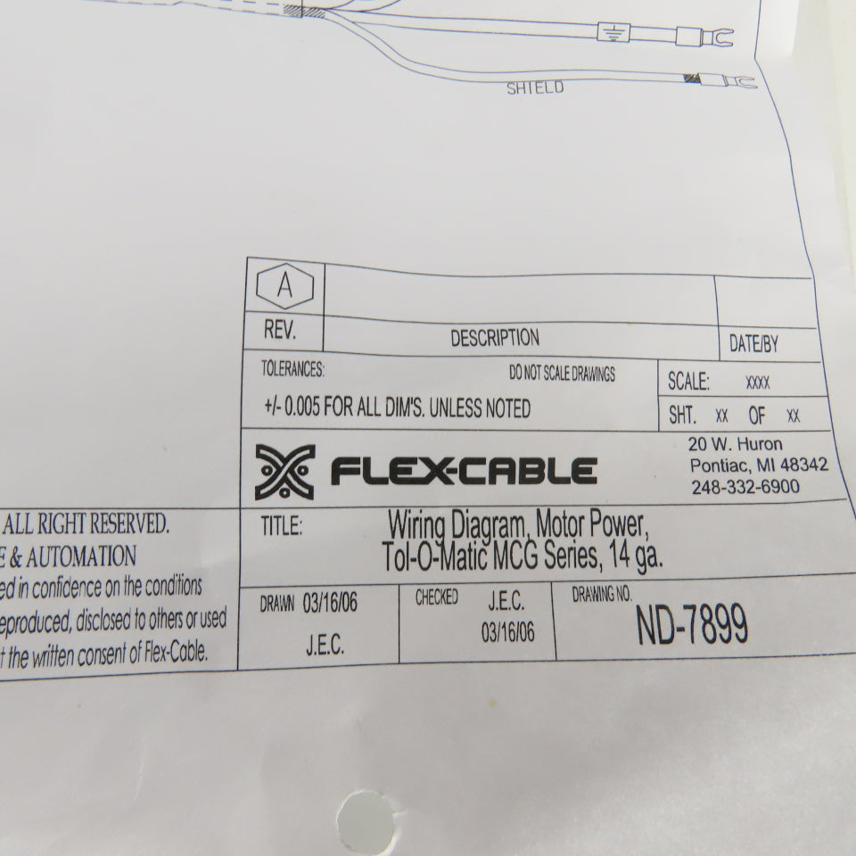 Flex Cable FC-MCGFPB-14S-7899-E075 Servo Motor Power Cable14AWG 4 Cond 75'