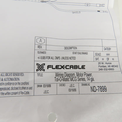 Flex Cable FC-MCGFPB-14S-7899-E075 Servo Motor Power Cable14AWG 4 Cond 75'