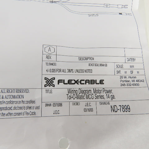 Flex Cable FC-MCGFPB-14S-7899-E075 Servo Motor Power Cable14AWG 4 Cond 75'