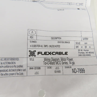 Flex Cable FC-MCGFPB-14S-7899-E075 Servo Motor Power Cable14AWG 4 Cond 75'