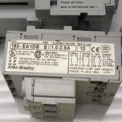 Allen Bradley 100-C09Z*10 Ser A Contactor 600VAC 24VDC Coil W/193-EA1DB Lot Of 2